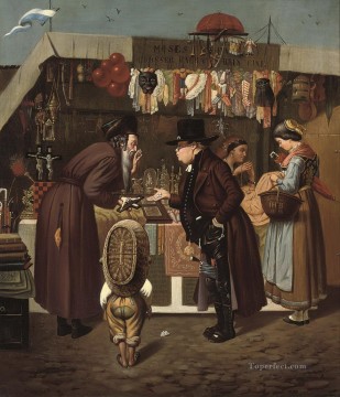 ユダヤ人 Painting - 市場での物々交換 イシドール・カウフマン ハンガリー系ユダヤ人